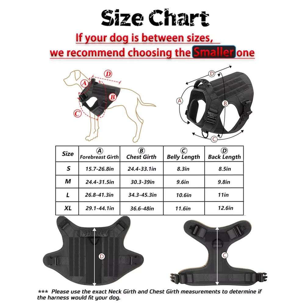 Military Tactical Malinois Harness Vest Set With Leash Patches - Paws and Pro's Outfitters