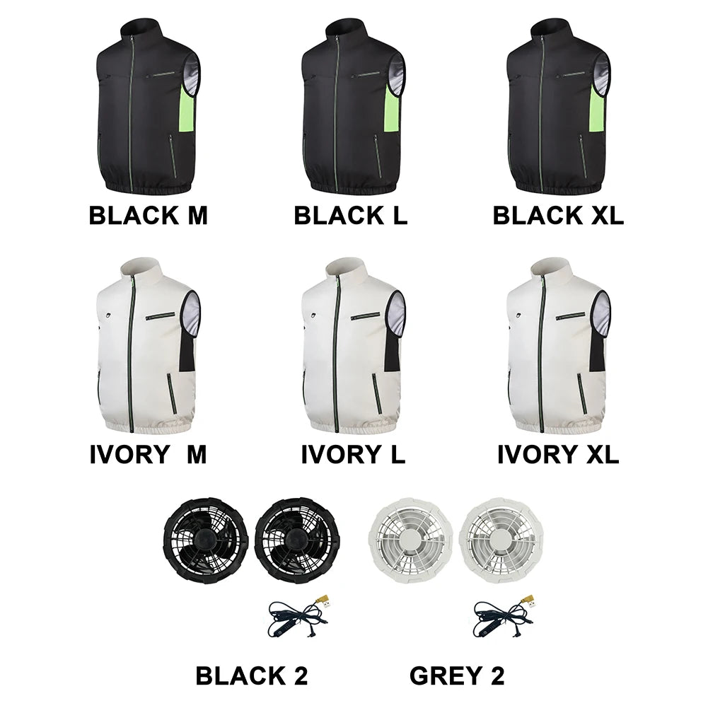 Wearable Cooling Vest With Air Conditioning Fan For Outdoor Summer