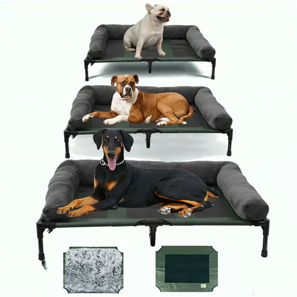 Bingopaw Elevated Cooling Dog Bed With Mesh Bolster Indoor Outdoor
