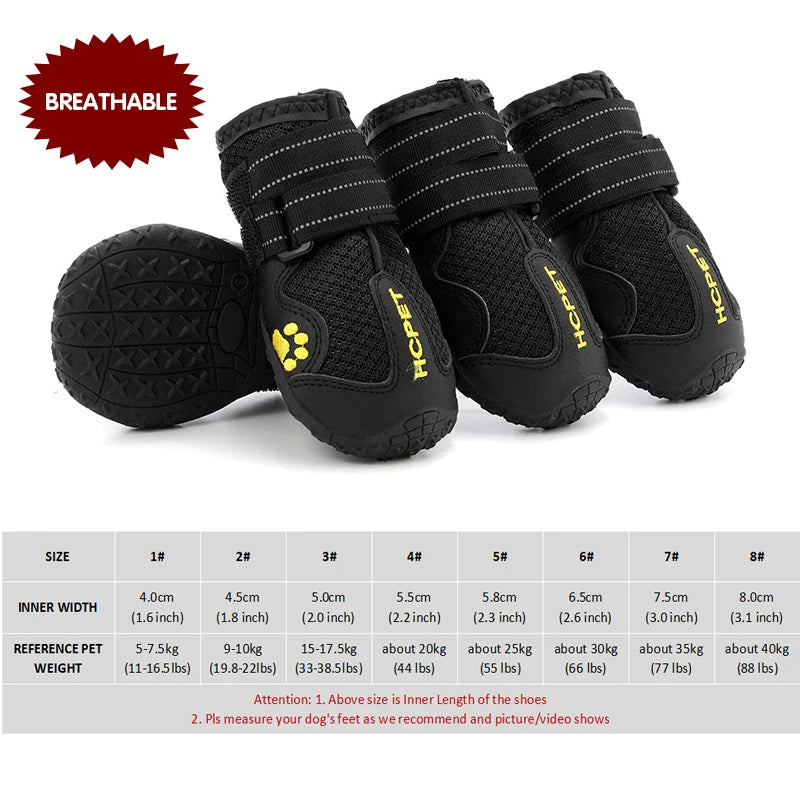 HCPET Waterproof Outdoor Dog Boots Set Durable Breathable