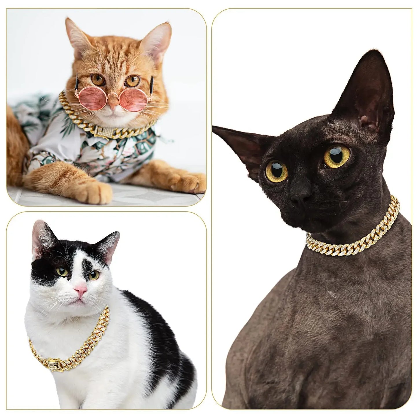 Diamond Cuban Collar For Dogs And Cats Stainless Steel Buckle