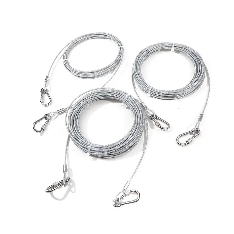 Double Headed Stainless Steel Dog Tie Out Cable Leash With Metal Buckle