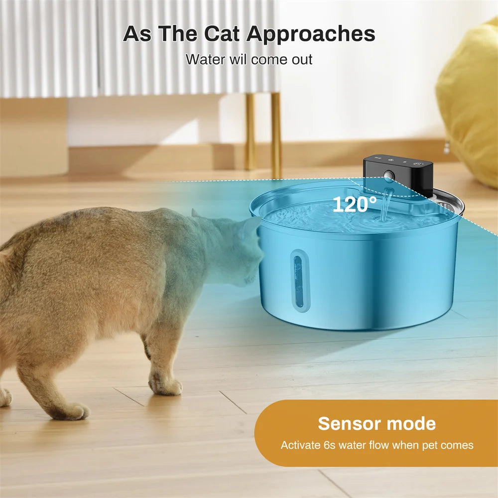 Wireless Stainless Steel Pet Water Fountain Automatic Cat Water Feeder