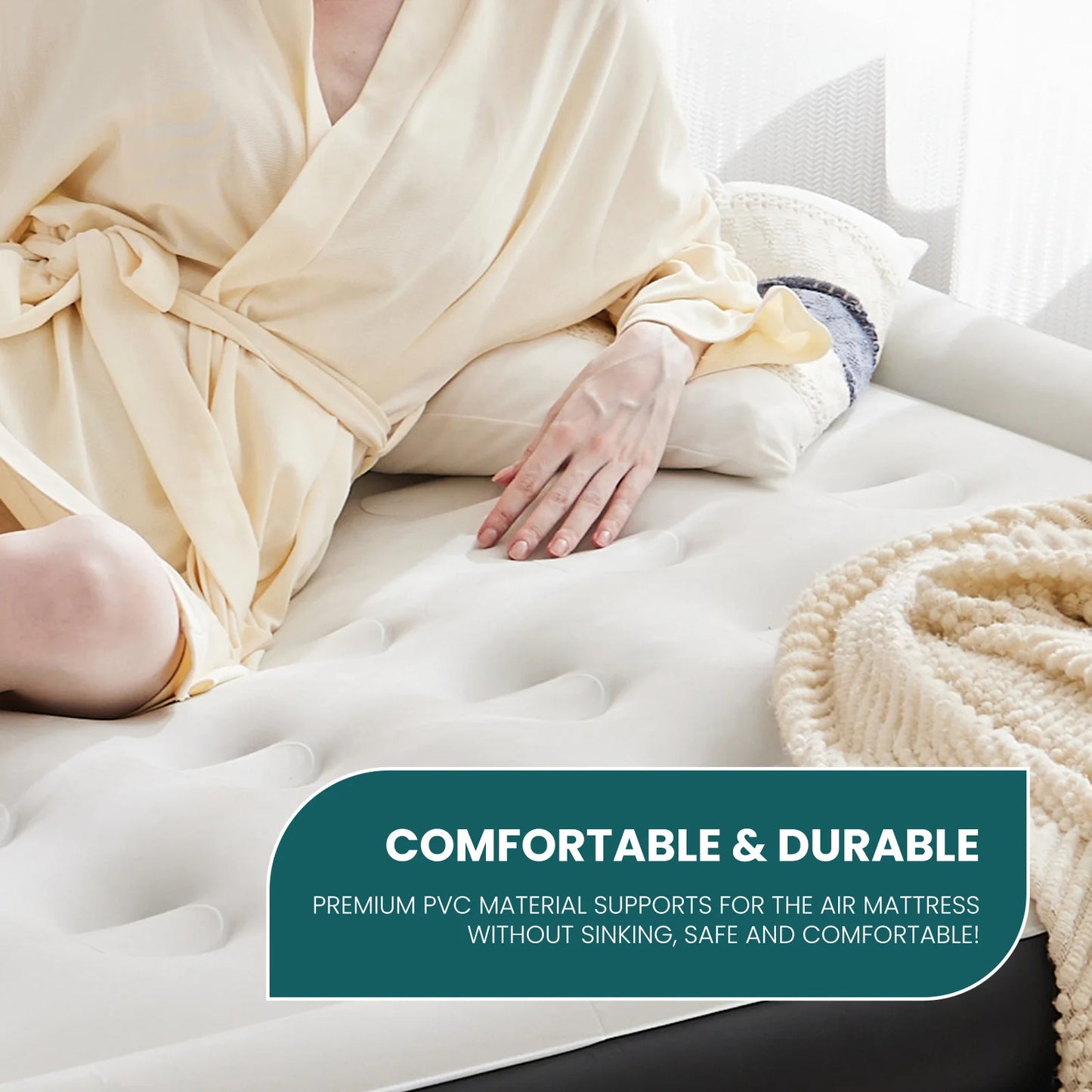 JHK Double Height Air Mattress With Non-Slip Bottom 660 Lb