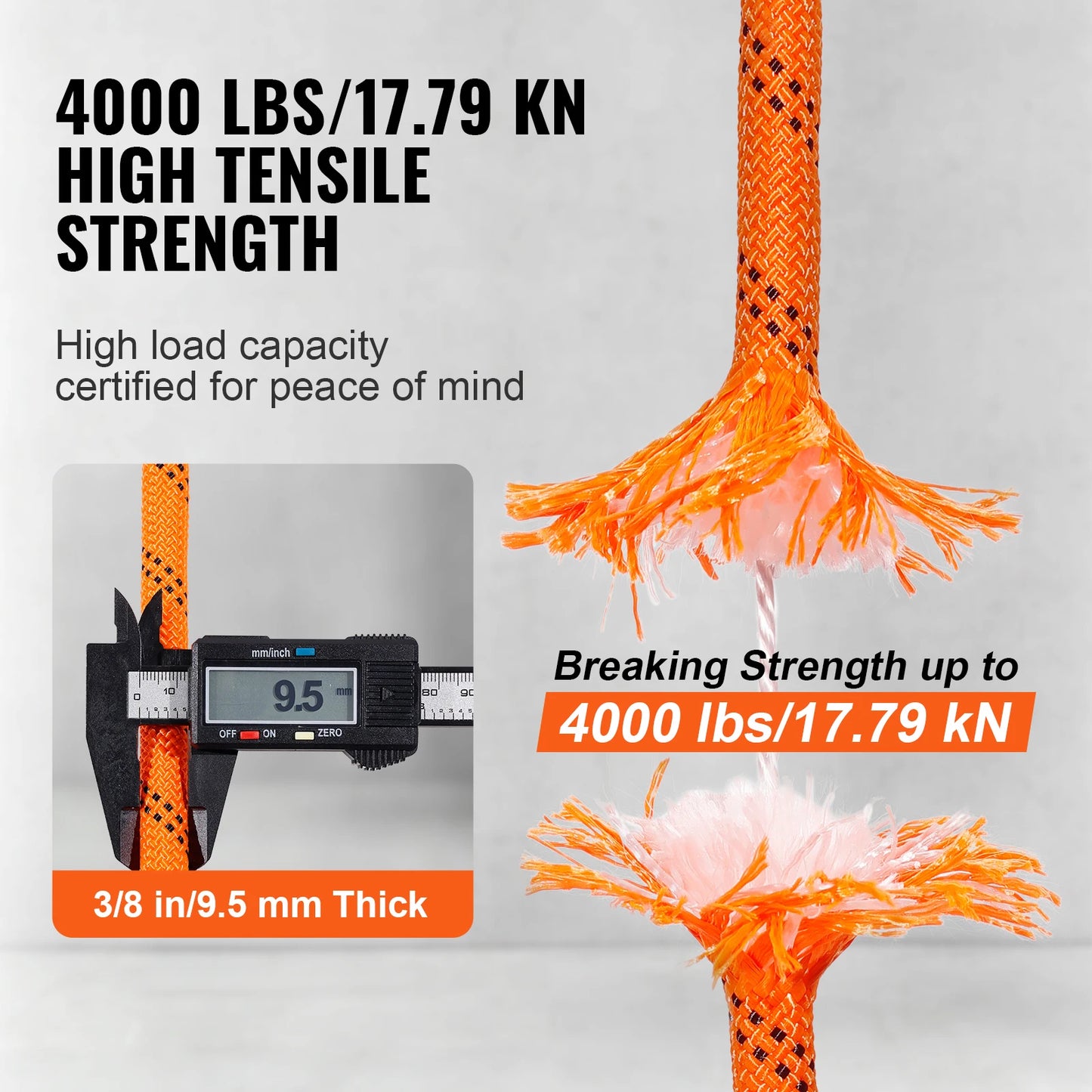 SucceBuy 120ft Dual-Weave Polyester Cord 3/8 1/2 inch 48-Strand Multi-Use Rope for Arborist Activities Adventures Versatile