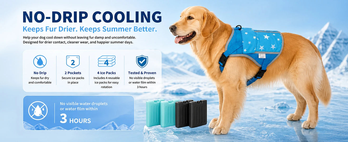 Pet Dog Cooling Vest Harness With Frozen Packs