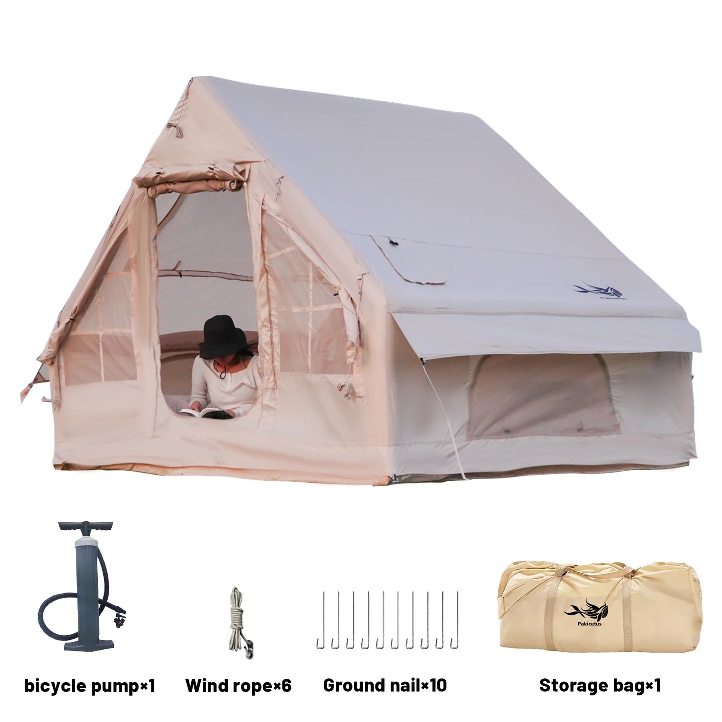 Pakicetus Inflatable Family Tent For Camping With Stove Plug Compatibility