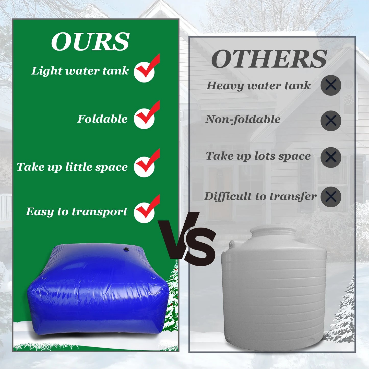 Water Storage Bladder Foldable Soft Water Bag With Valve