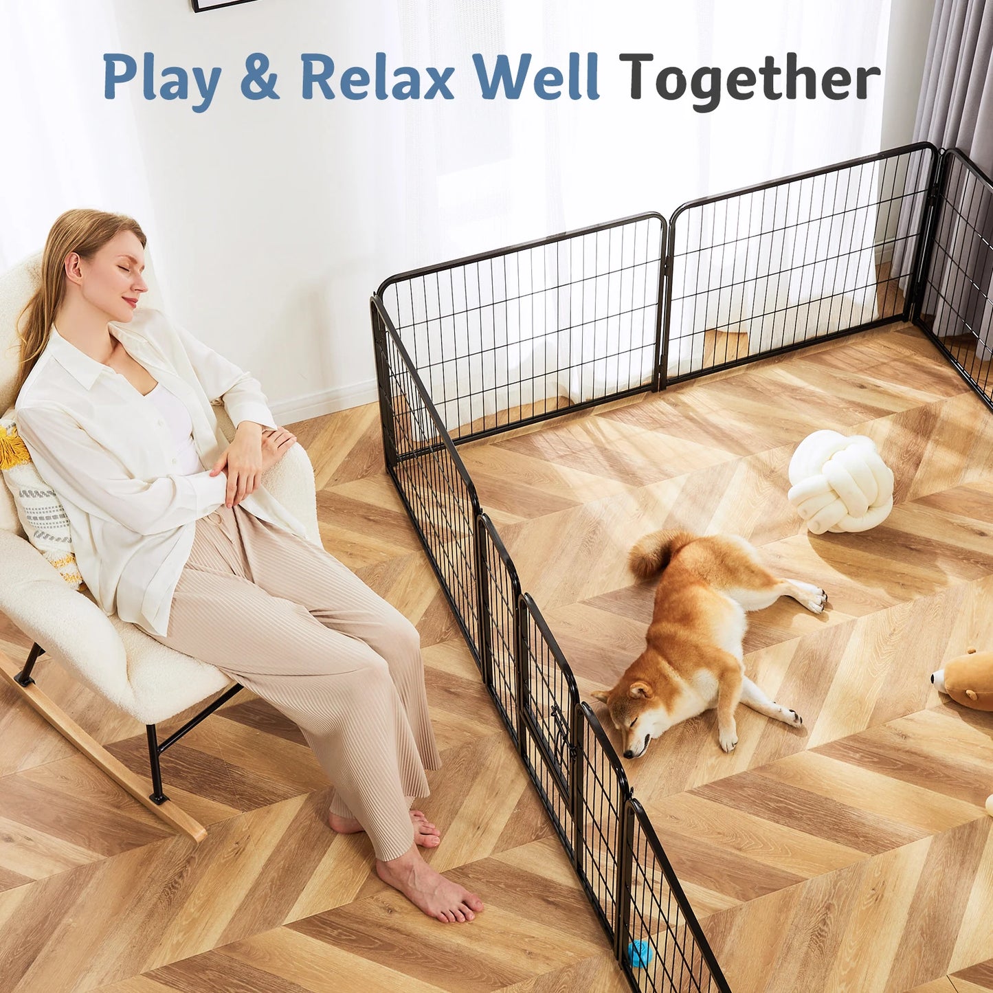 JHK Metal 8-Panel Dog Playpen For Indoor Outdoor Use