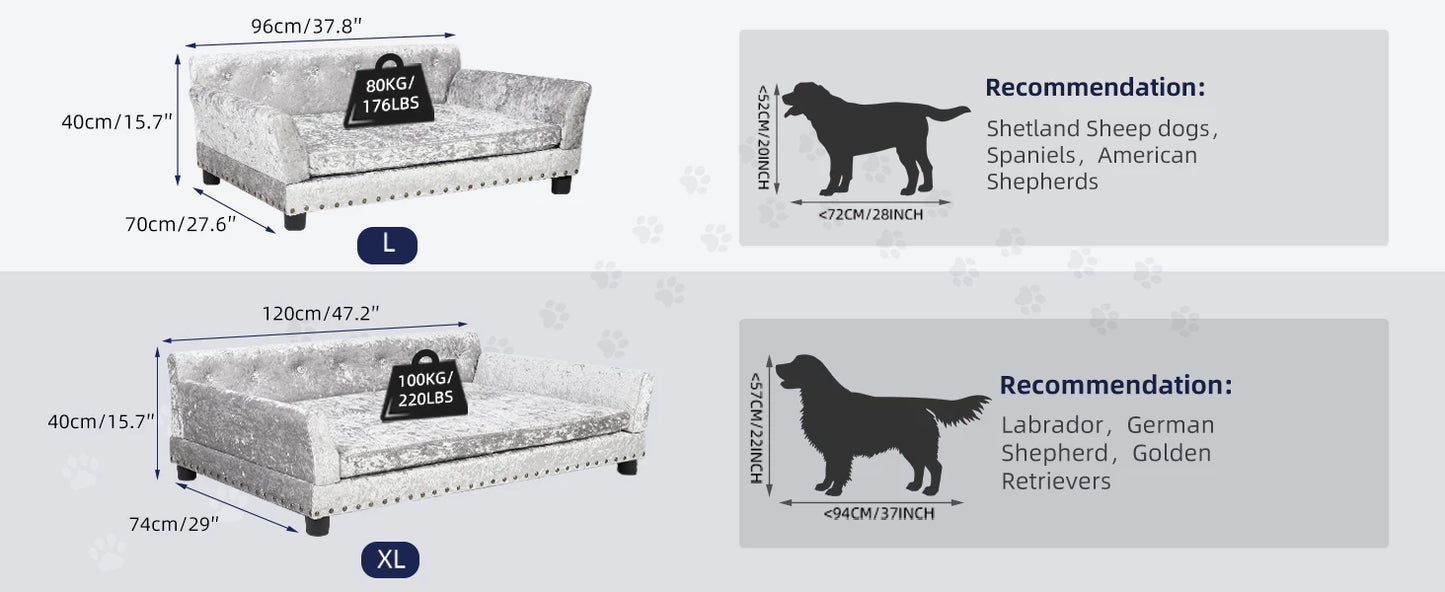 Borwart Luxury Heavy Duty Pet Sofa Bed With Removable Cover