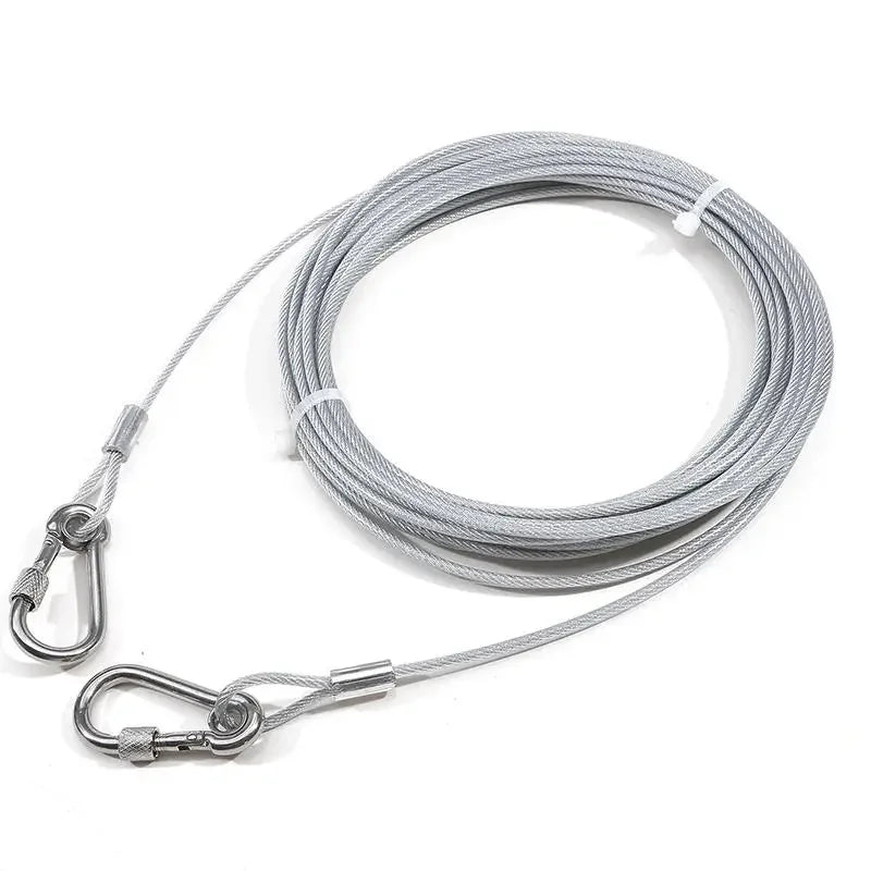 Double Headed Stainless Steel Dog Tie Out Cable Leash With Metal Buckle