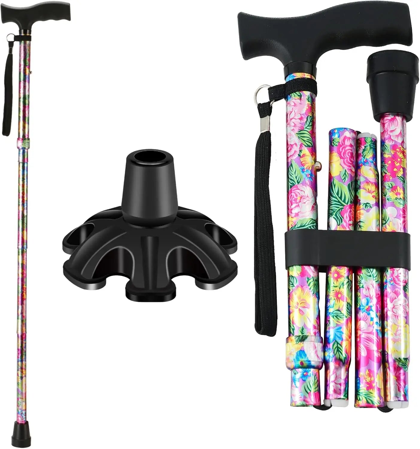 Walking Cane With T Handle Adjustable 5 Level Aluminum Shaft