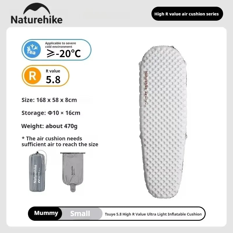 Naturehike Ultralight Inflatable Sleeping Pad R Value 5.8 Outdoor Camping