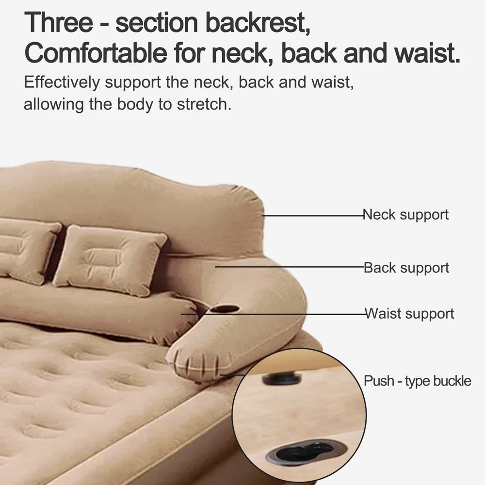 Inflatable Camping Mattress For Two With Durable Flocking Fabric