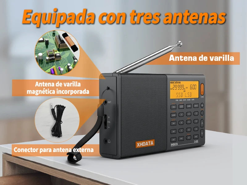 XHDATA D808 Portable Multiband Radio AM FM SW MW SSB