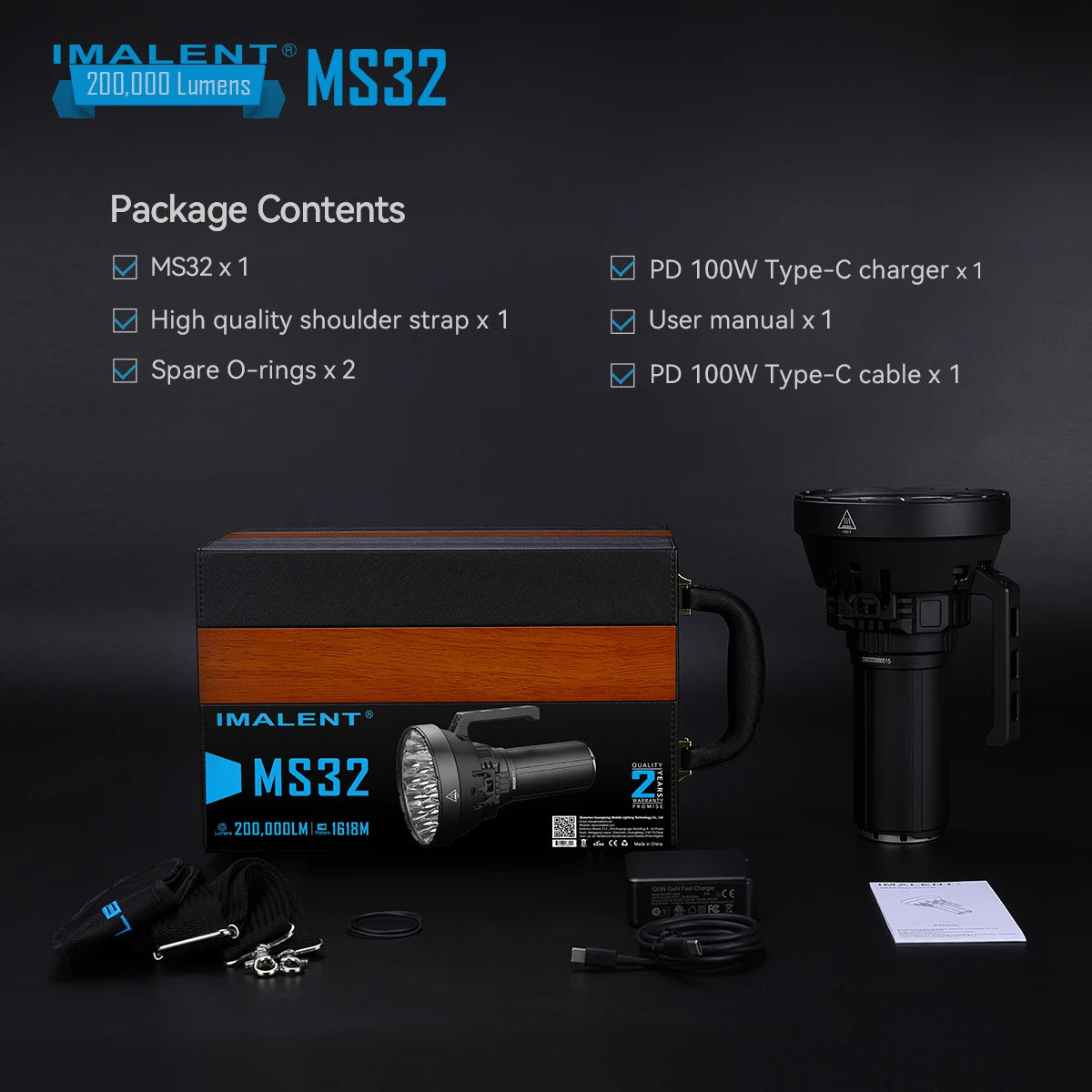 Imalent MS32 200000 Lumen Rechargeable Professional Searchlight LED Flashlight