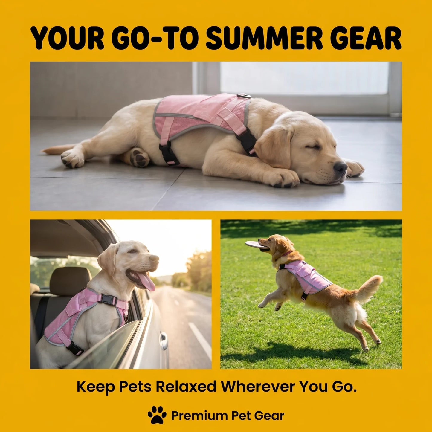 Pet Dog Cooling Vest Harness With Frozen Packs