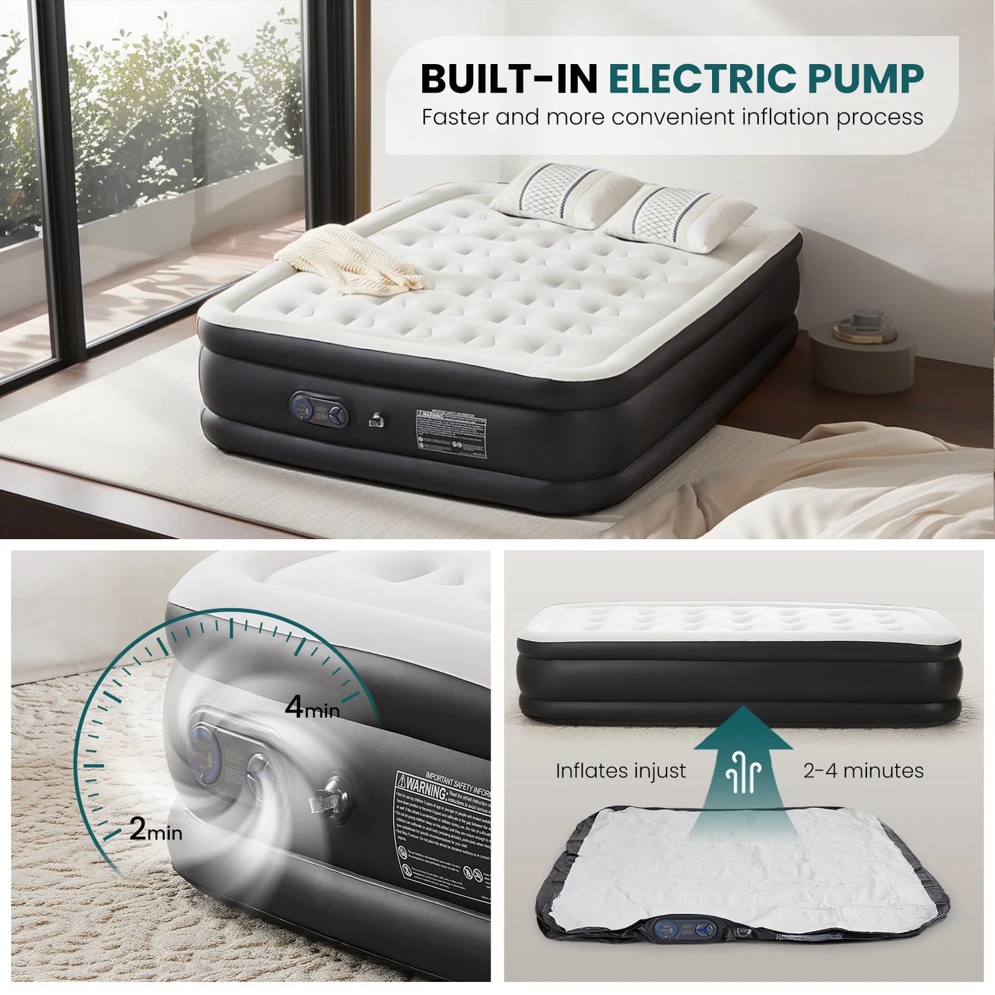 JHK Double Height Air Mattress With Non-Slip Bottom 660 Lb