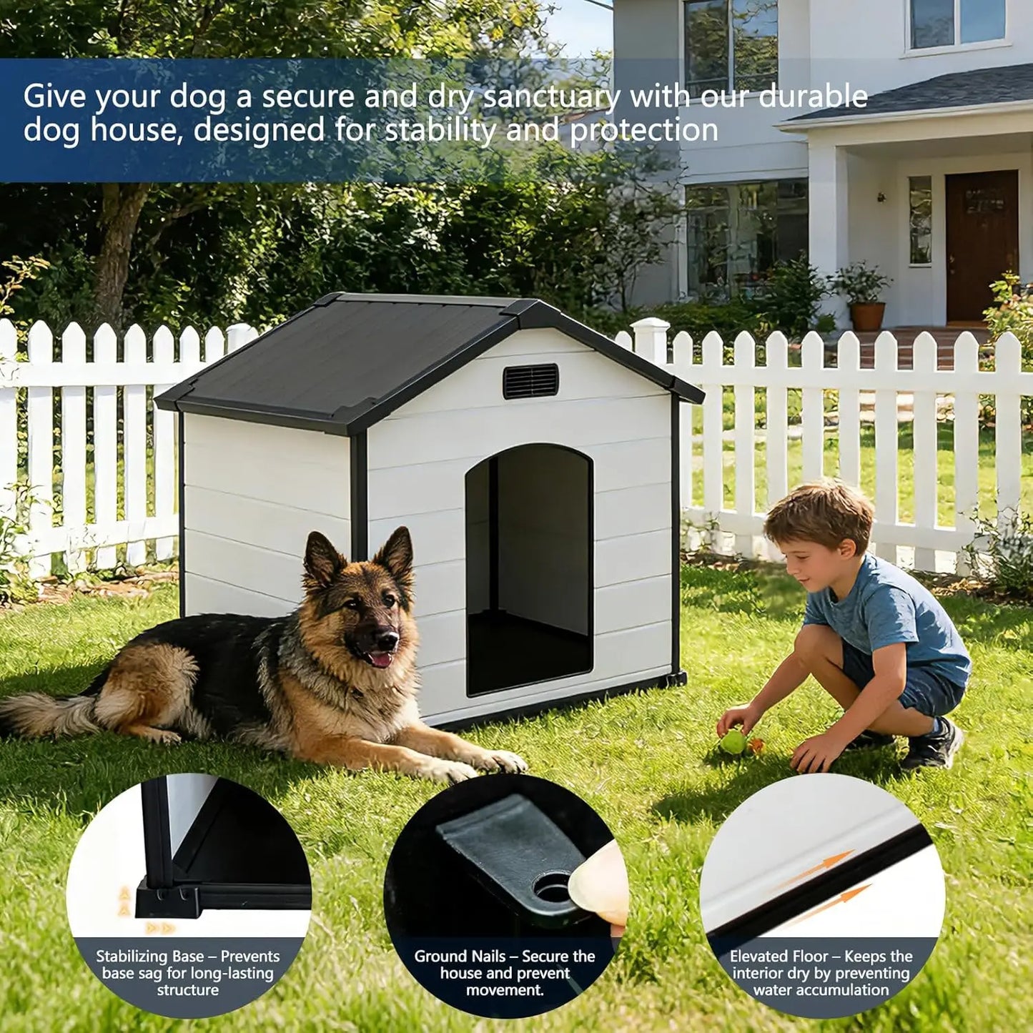 HiMISS Indoor Outdoor Waterproof Dog House With Removable Roof