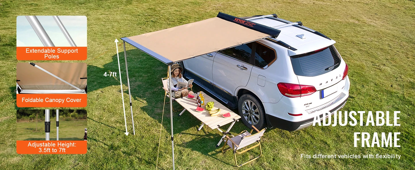 SucceBuy Vehicle Awning Retractable Car Side Shelter Waterproof Storage Bag