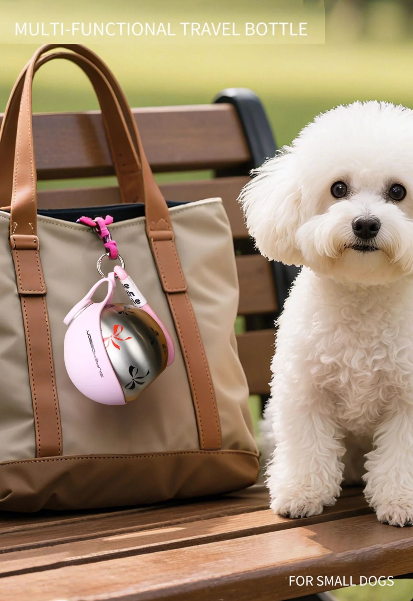 Portable Outdoor Pet Water Bottle With Bowl Stainless Steel 304