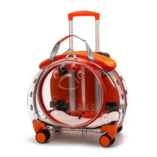 Pet Trolley Backpack With Clear Ventilation Holes And Silent Wheels