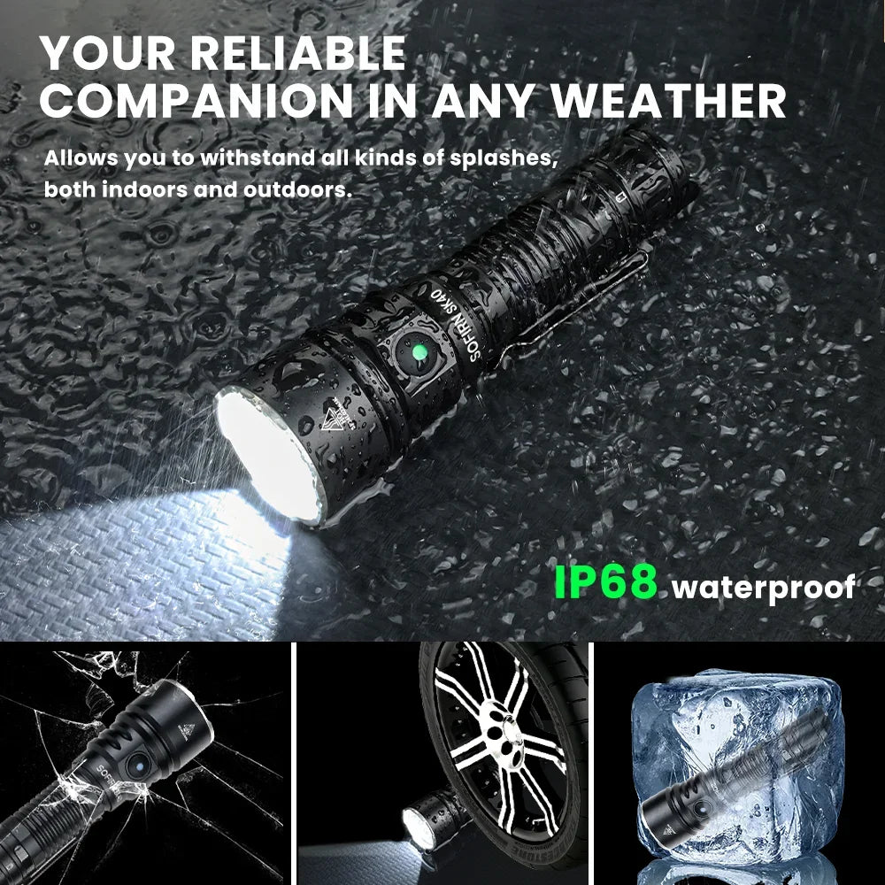 Sofirn SK40 SFT70 LED Flashlight 3200LM 580m Long-Range Spotlight Rechargeable