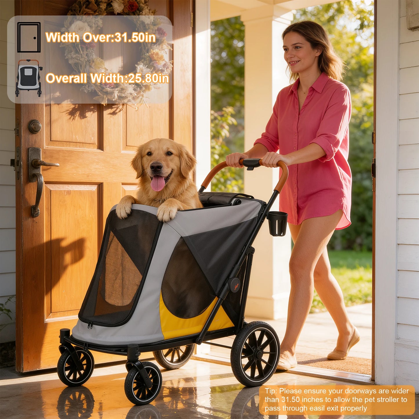 Foldable Pet Stroller for Dogs and Cats Travel in Comfort