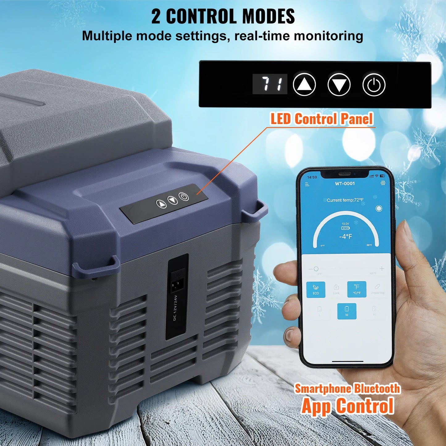 SucceBuy Portable Car Refrigerator Dual Zone Bluetooth Cooler RV