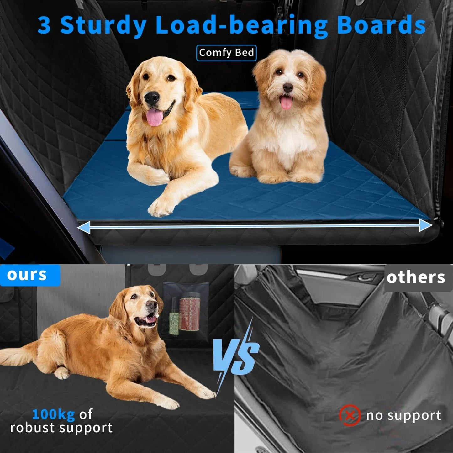 BINGOPAW Dog Car Seat Cover Back Seat Extender Pockets Waterproof