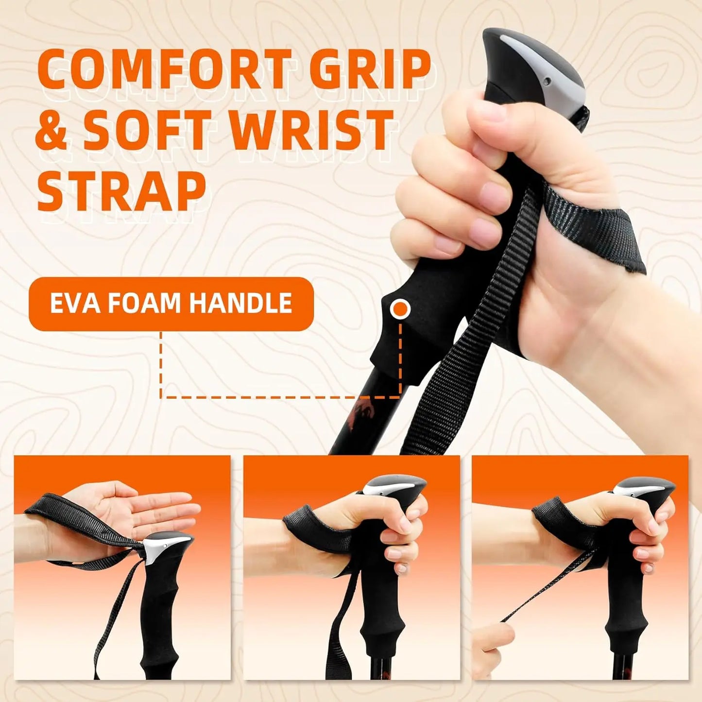 Foldable Aluminum Trekking Poles 2 Pack For Hiking