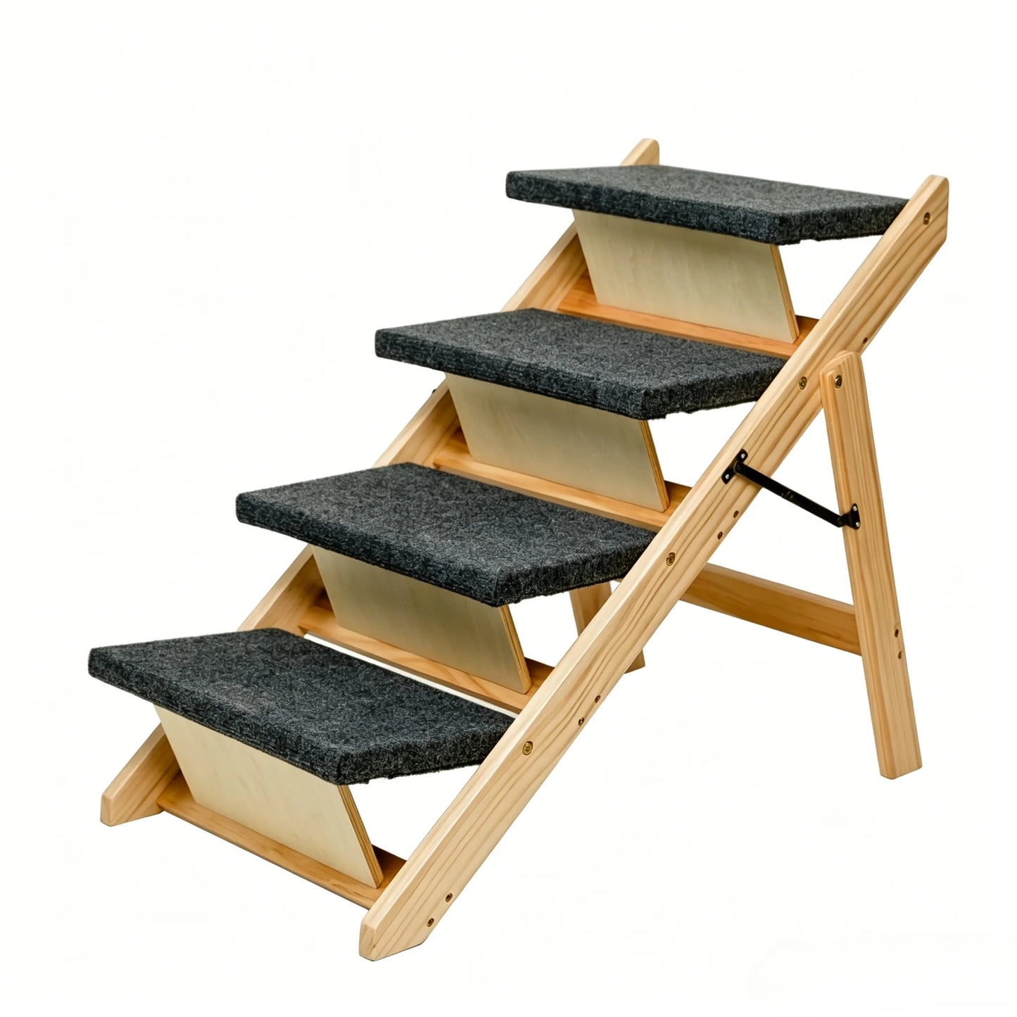Wooden Portable Foldable Pet Stairs Ramp For Beds And Cars