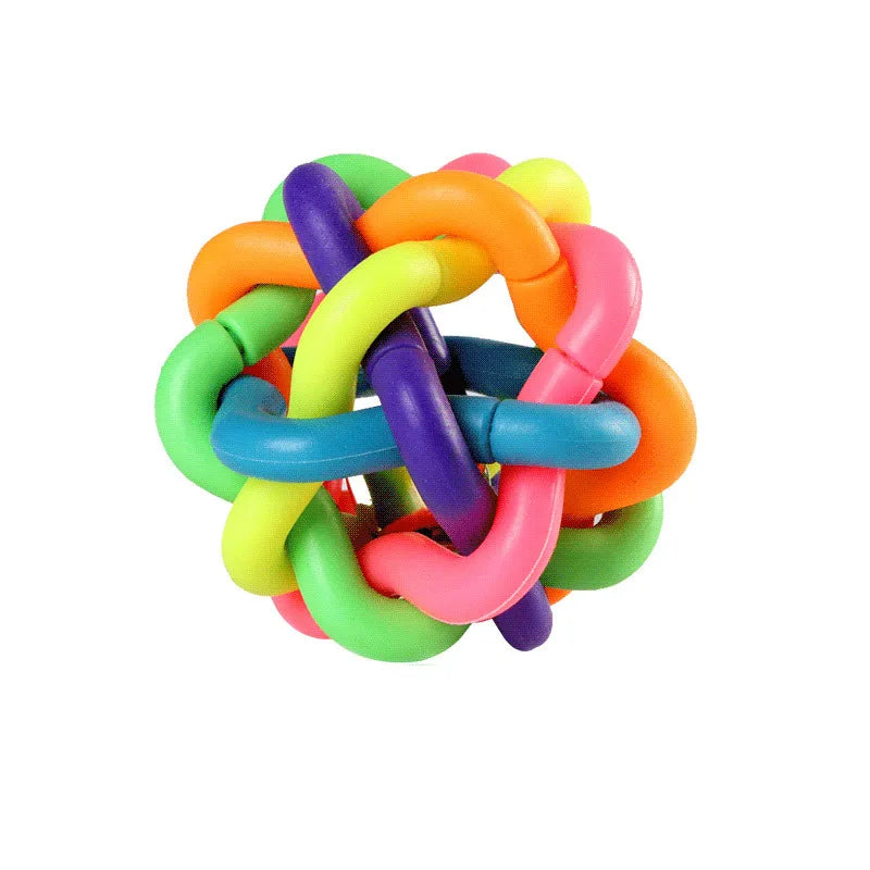 Woven Bell Dog Toy Bite Resistant Rubber Chew Ball Fetch