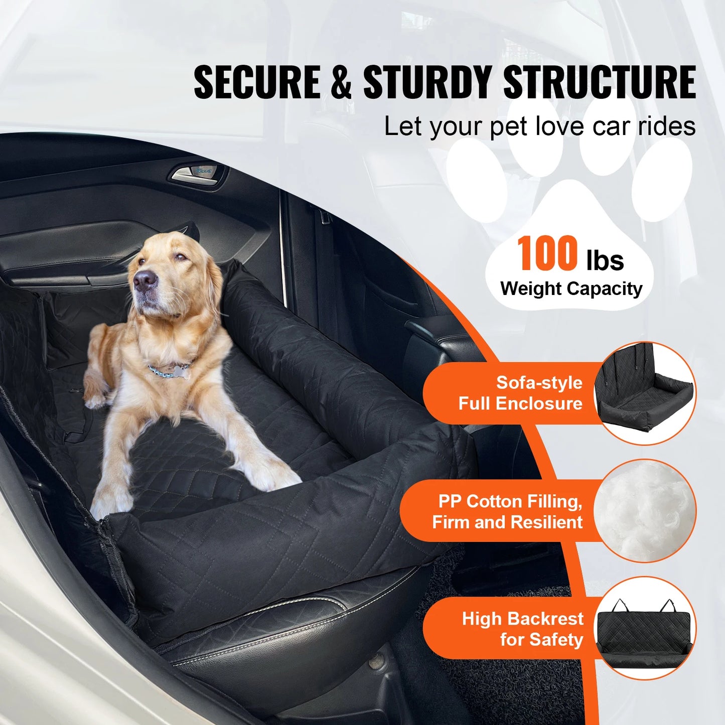 SucceBuy Dog Car Seat Waterproof Booster With ClipOn Leash