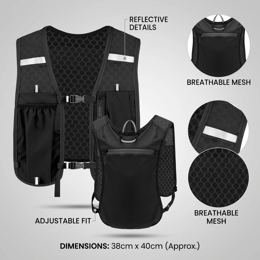 Lightweight Running Vest With Phone Holder Reflective Hydration Chest Pack