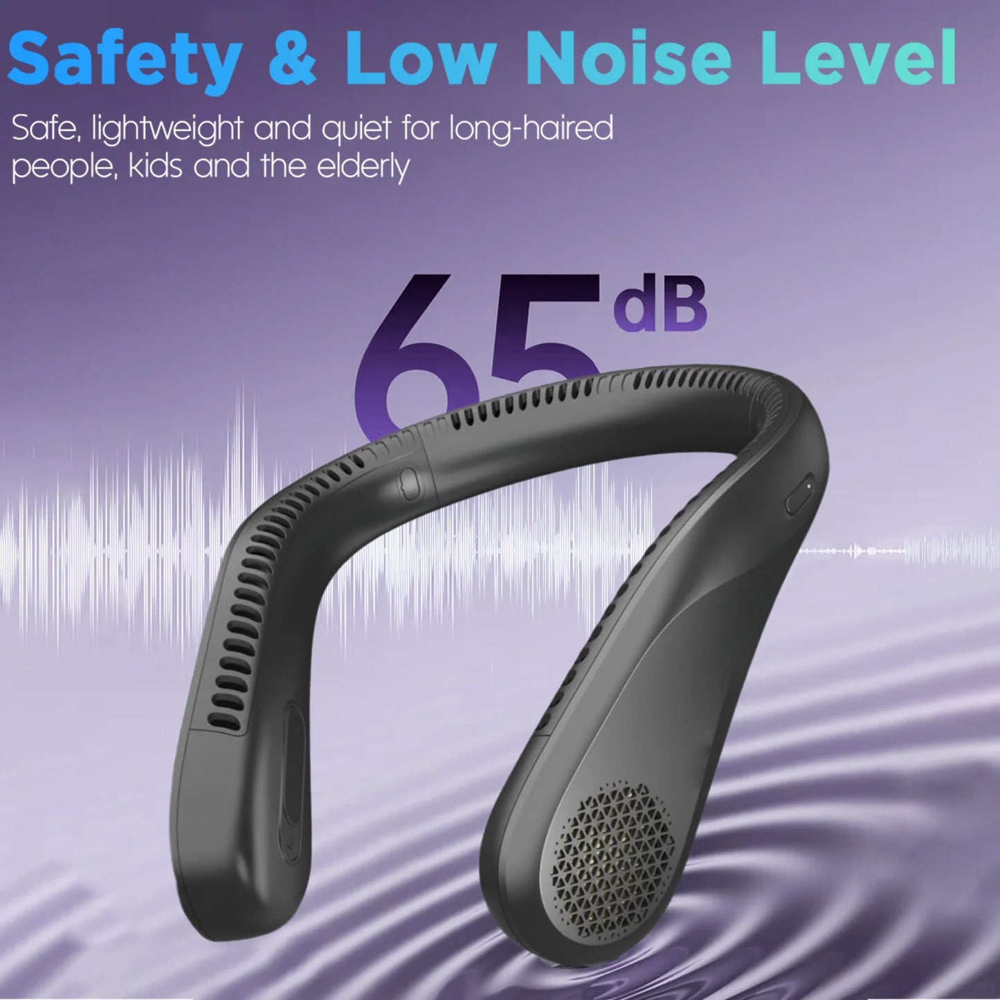 Portable Neck Fan Bladeless USB Rechargeable With 4 Speeds