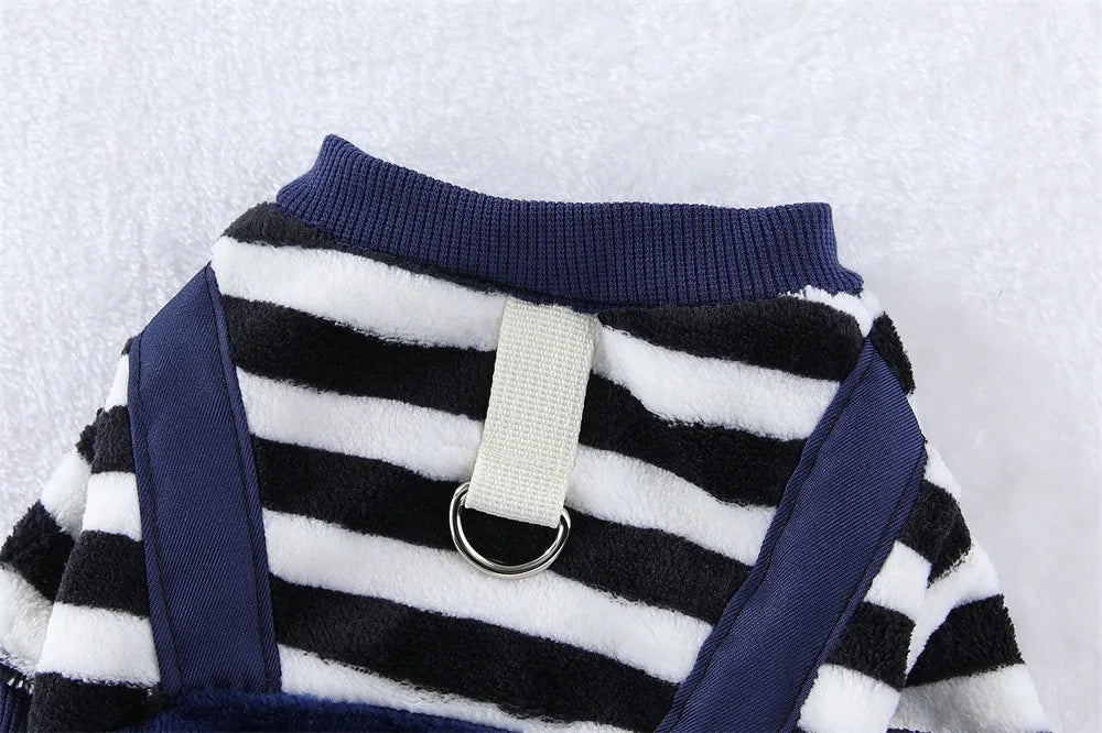 Caiban Autumn Winter Dog Fleece Jumpsuit Coat With Leash Ring