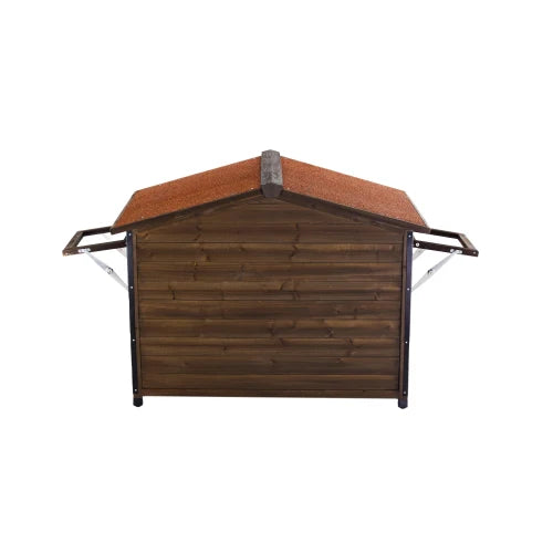 Outdoor Wooden Cabin Style Dog Kennel With Iron Frame