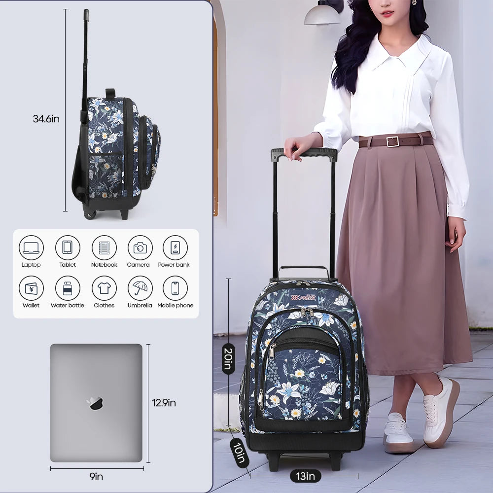 New York XPress Rolling Backpack With Wheels For Travel