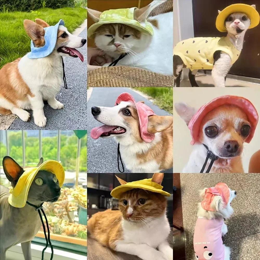 Pet Hat With Ear Holes Adjustable Baseball Cap For Dogs And Cats