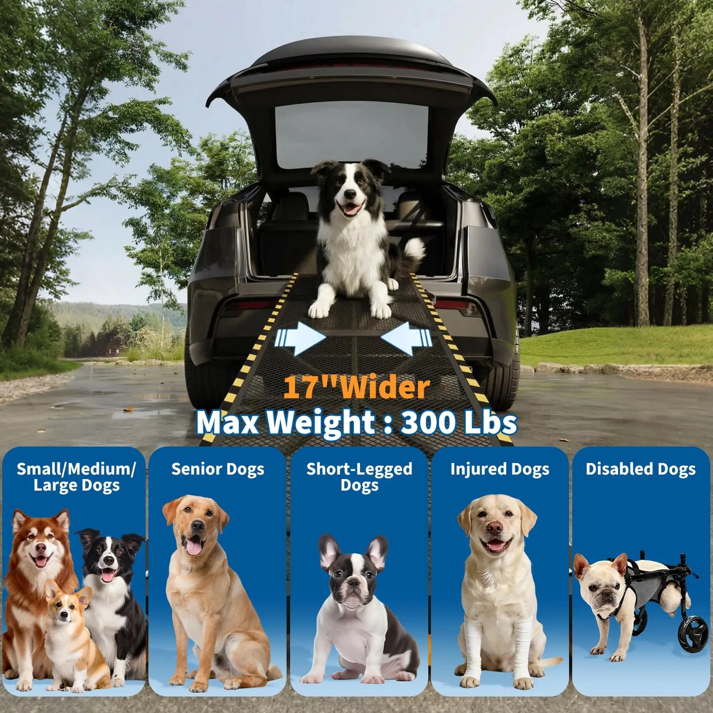 DishyKooker Heavy Duty Folding Steel Dog Ramp For Vehicles