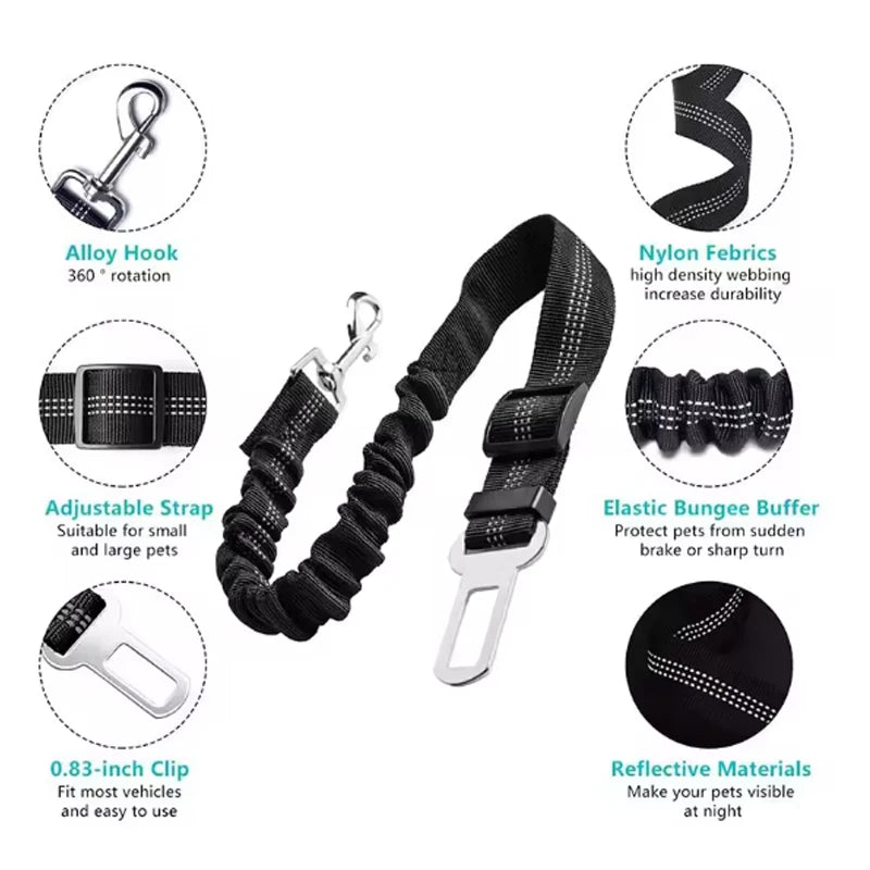 Dog Safety Car Seat Belt Leash With Elastic Traction