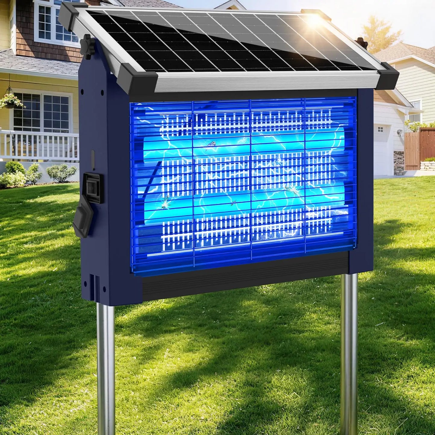 Solar Bug Zapper 4500V Outdoor Mosquito Zapper Waterproof Garden