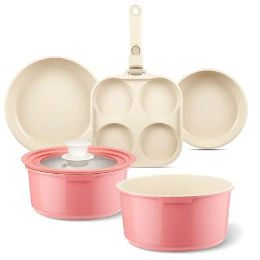Nonstick Ceramic Pots And Pans Set With Detachable Handle Induction