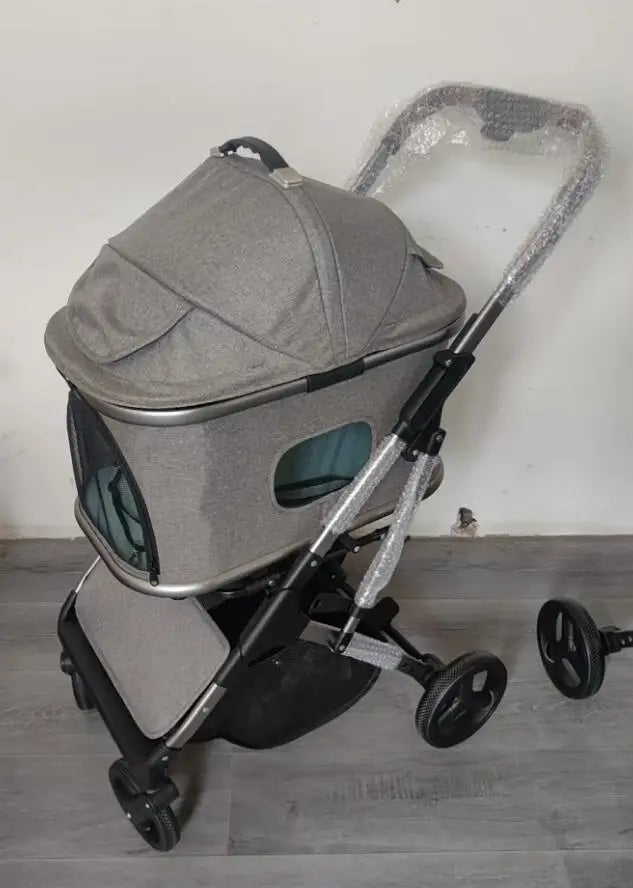 Pet Stroller 2-In-1 Convertible One-Click Folding for Dogs and Cats