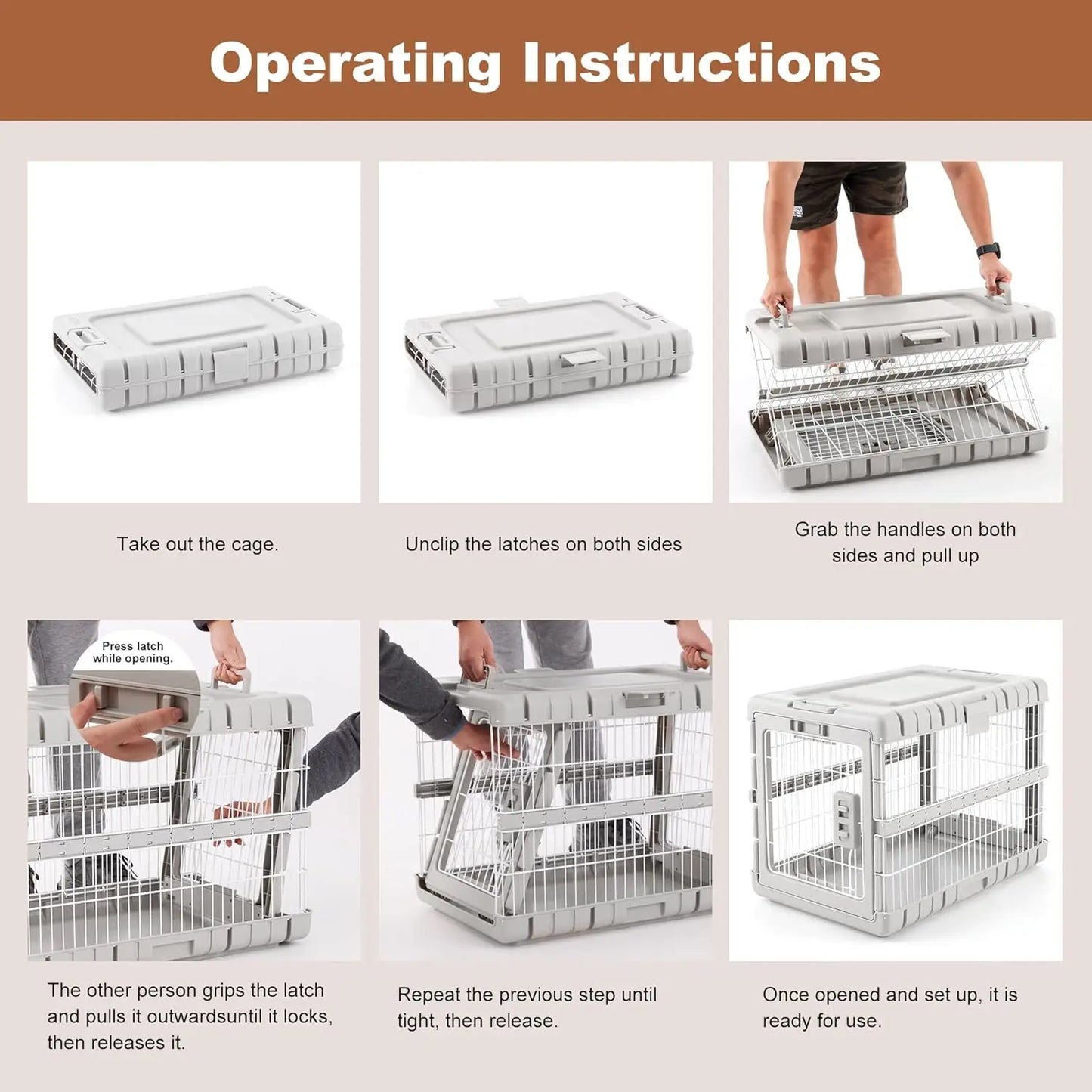Collapsible Dog Crate Heavy Duty Foldable Kennel With Wheels