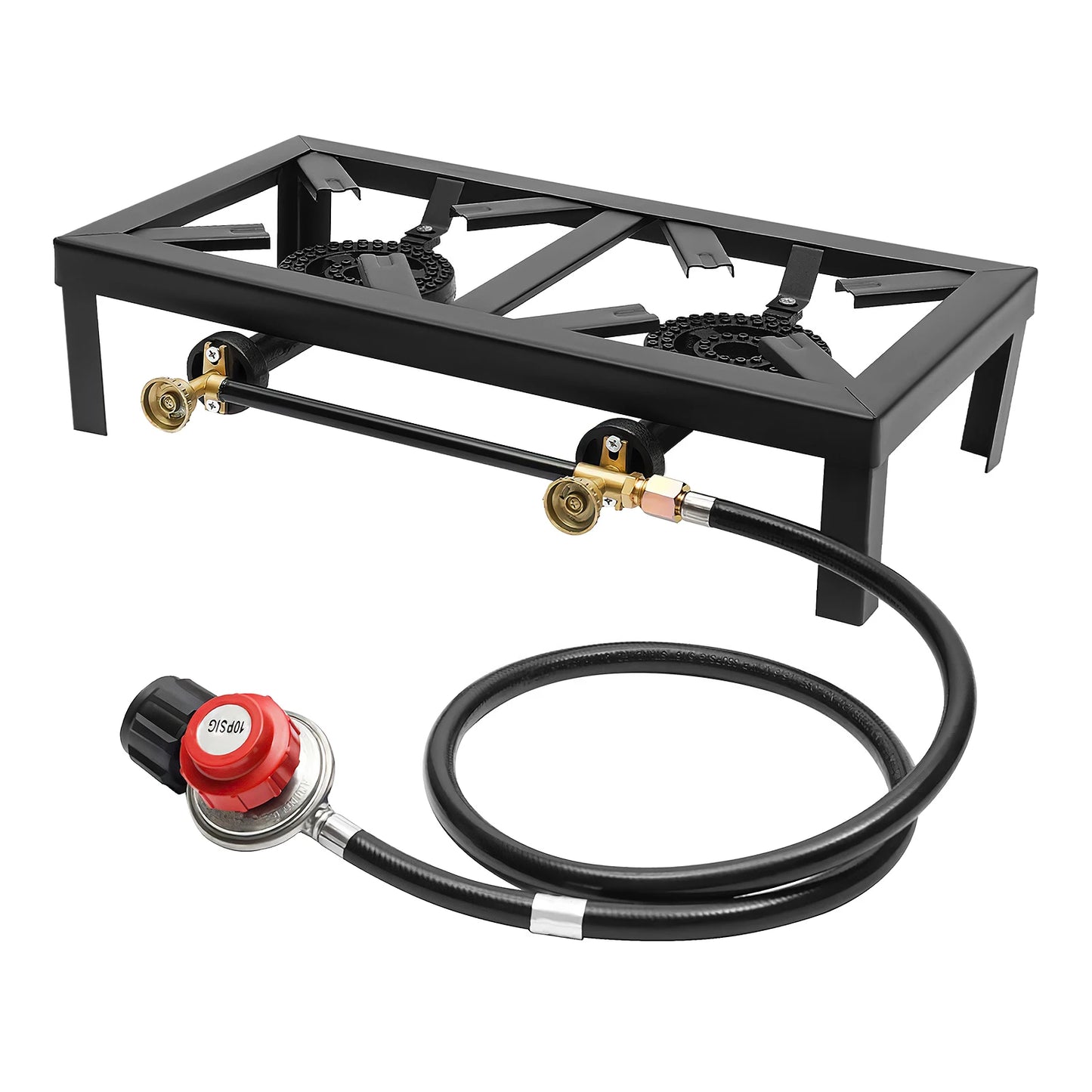 Portable Double Burner Gas Stove With 0-10 PSI Regulator