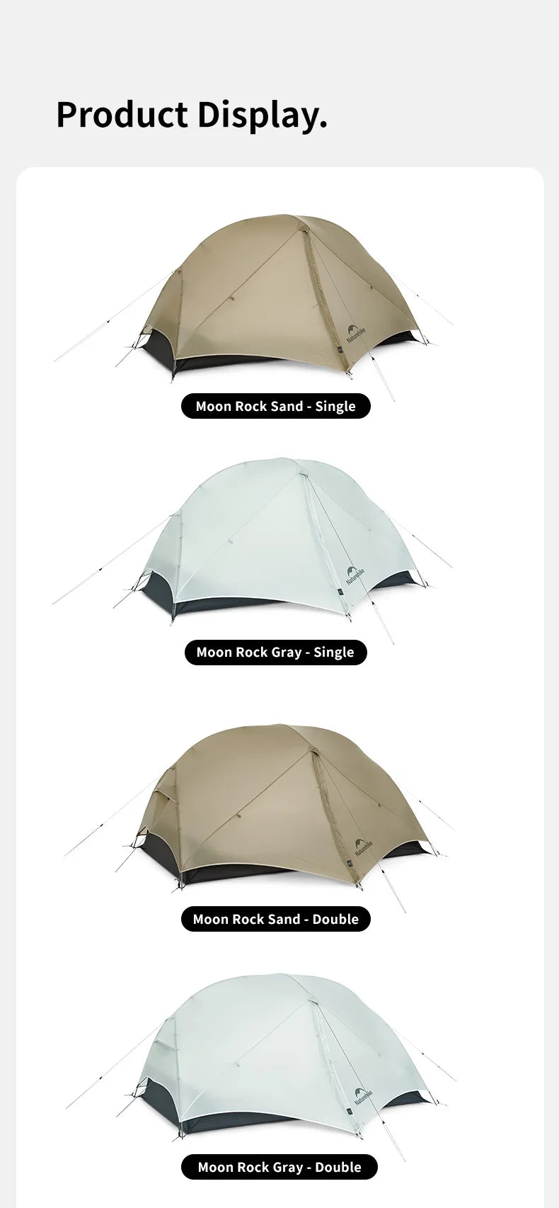 Naturehike Mongar Ultralight Backpacking Tent 15D Nylon Waterproof