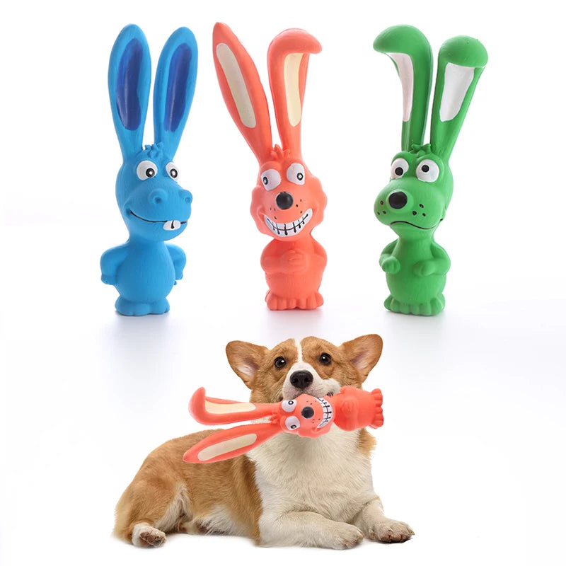 Naughty Rabbit Latex Dog Chew Toy Durable Rubber Squeaker