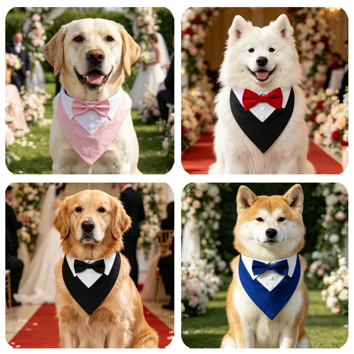 Sucado Bow Tie Dog Collar Tuxedo Bandana For Pets Wedding